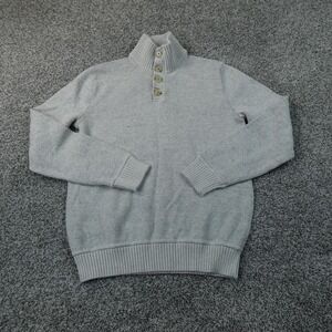 Gap Sweater Mens S White Cream Mock Neck Henley Knit Pullover Sweater Cozy Soft